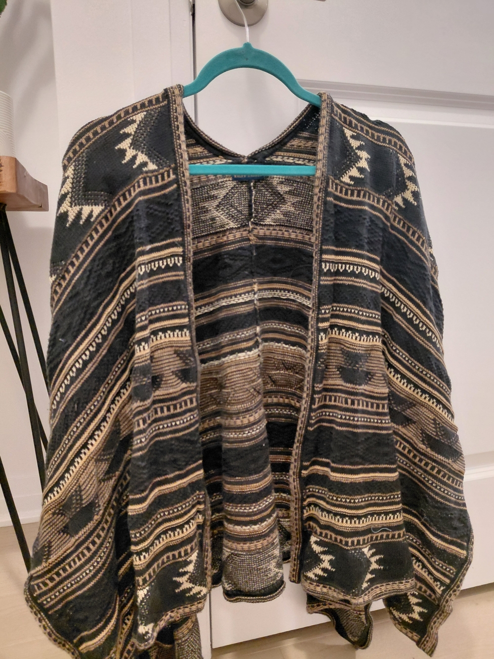 Ralph Lauren Black & Cream Geometric Knit Throw